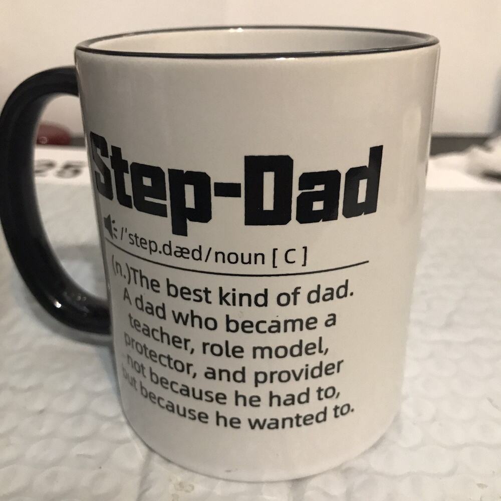 Step-Dad Definition Black Handle Coffee Mug Bonus Dad Stepfather Stepdad Gift